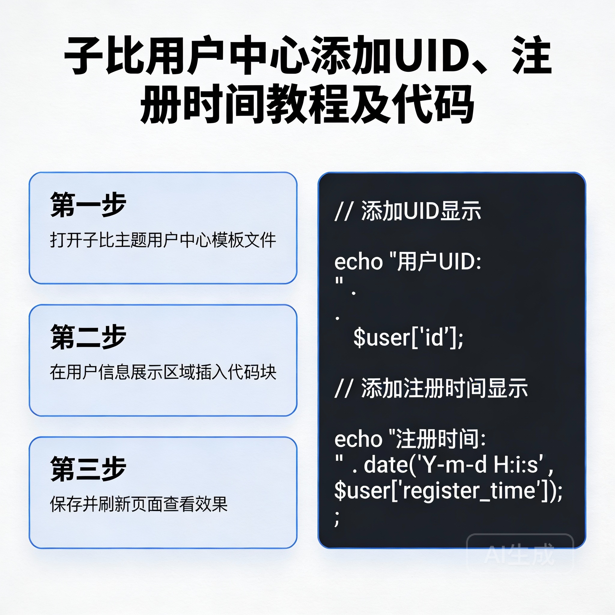 用户中心添加UID和注册时间的详细教程-小扎仙森